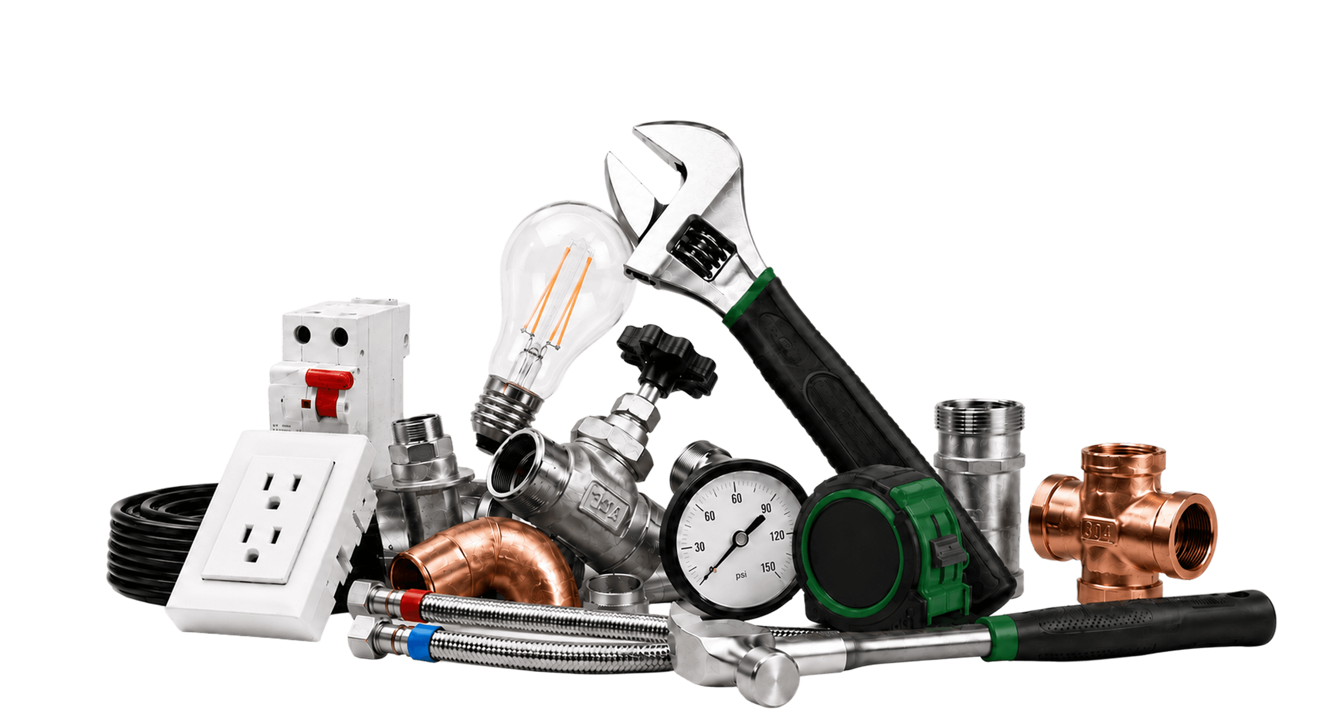 Plumbing, electrical, and general maintenance tools